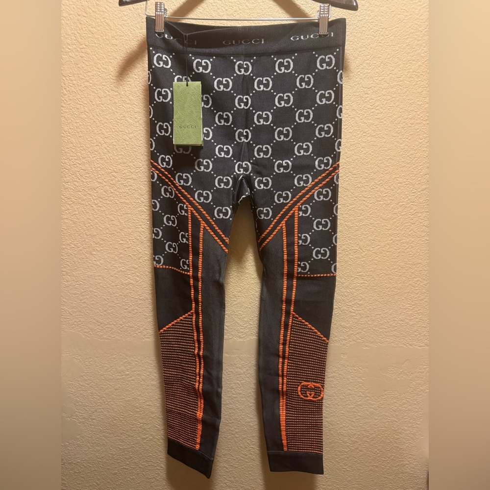 Gucci Black & Orange GG Logo Leggings
